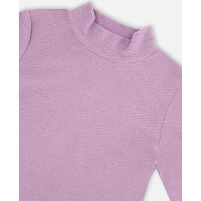 Super Soft Brushed Rib Mock Neck Top, Lilac - T-Shirts - 4