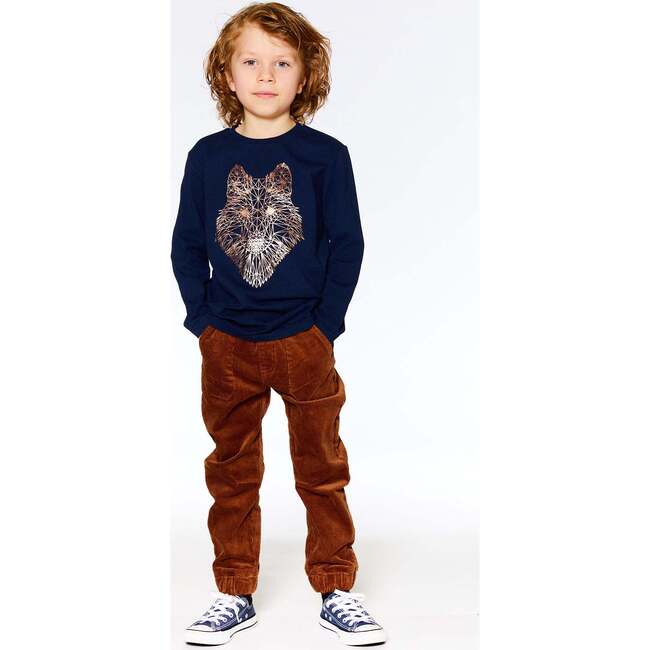 Stretch Corduroy Jogger Pants, Golden Brown