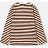 Striped Super Soft Heavy Jersey Brushed T-Shirt, Brown & Beige - T-Shirts - 3