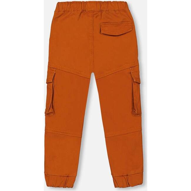 Stretch Twill Cargo Pocket Jogger Pants, Brown-Orange - Pants - 4