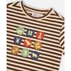 Striped Super Soft Heavy Jersey Brushed T-Shirt, Brown & Beige - T-Shirts - 4