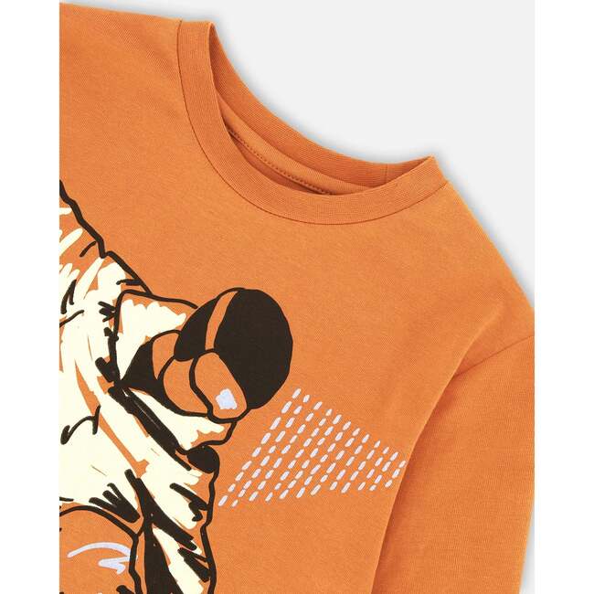 Snowboard Print Jersey T-Shirt, Burnt Orange - T-Shirts - 4