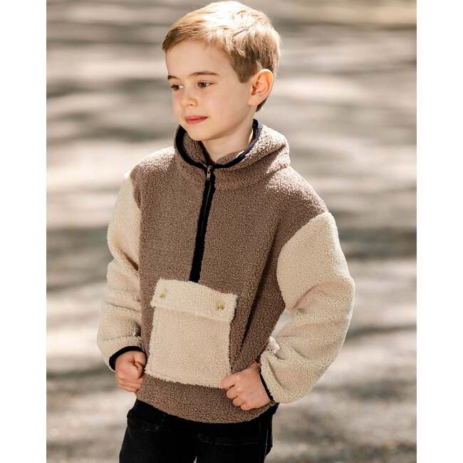 Sherpa Half-Zip Pullover, Caramel - Sweaters - 2