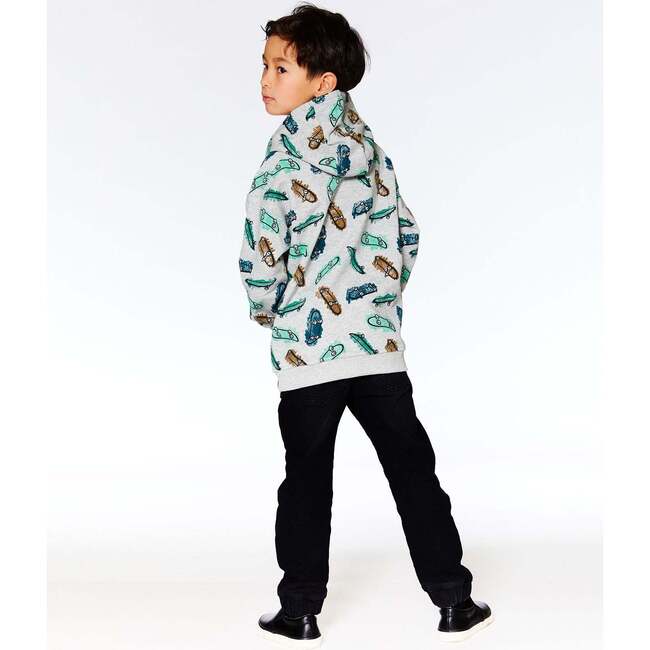 Skate Print Fleece Hoodie, Grey Mix - Sweatshirts - 2