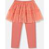 Leggings With Tulle Skirt, Salmon Pink - Leggings - 3