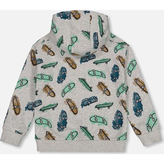 Skate Print Fleece Hoodie, Grey Mix - Sweatshirts - 3