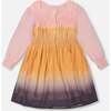 Long Cuffed Sleeve Smock Dress, Pink & Gold Gradient - Dresses - 3