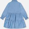 Long Sleeve Chambray Peasant Denim Dress, Blue - Dresses - 3