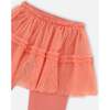 Leggings With Tulle Skirt, Salmon Pink - Leggings - 4