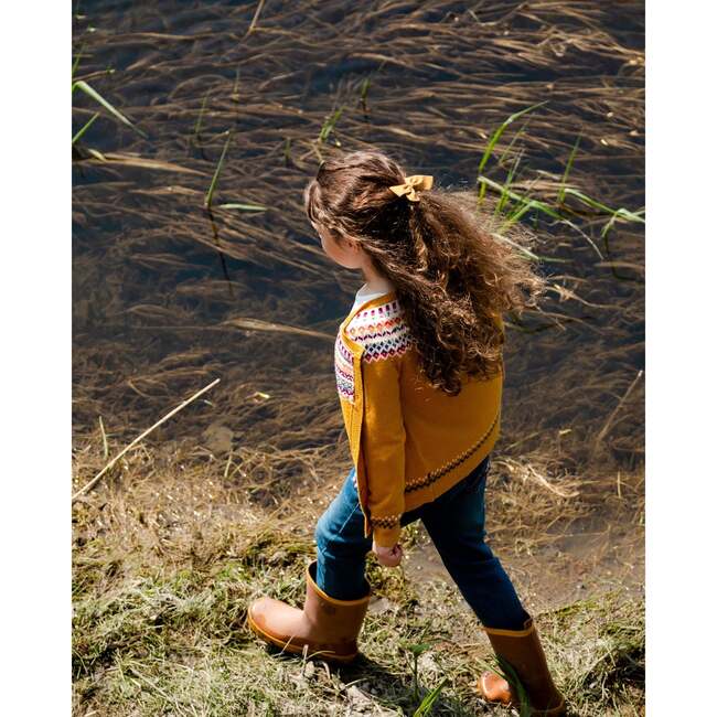 Icelandic Knit Cardigan, Yellow Ochre