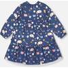 Sleepy Cats Print Drop Shoulder Mesh Frill Dress, Navy - Dresses - 4