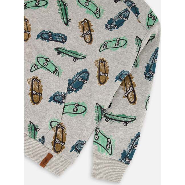 Skate Print Fleece Hoodie, Grey Mix - Sweatshirts - 4