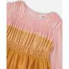 Long Cuffed Sleeve Smock Dress, Pink & Gold Gradient - Dresses - 4