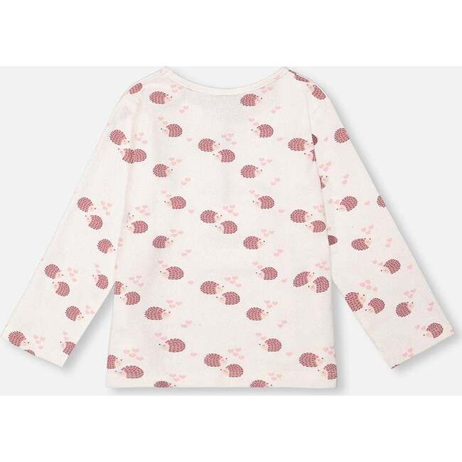 Hedgehog Print Long Sleeve T-Shirt, Off-White - T-Shirts - 2