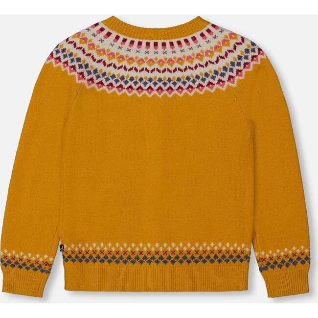 Icelandic Knit Cardigan, Yellow Ochre - Cardigans - 4