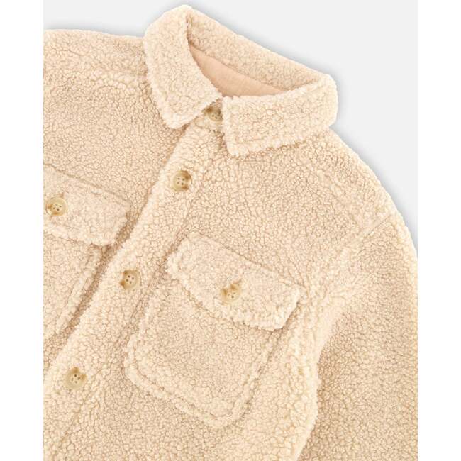 Sherpa Oversize Shirt, Beige - Jackets - 5