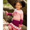 Hedgehog Intarsia Color-Block Knit Sweater Dress, Powder Pink - Dresses - 2