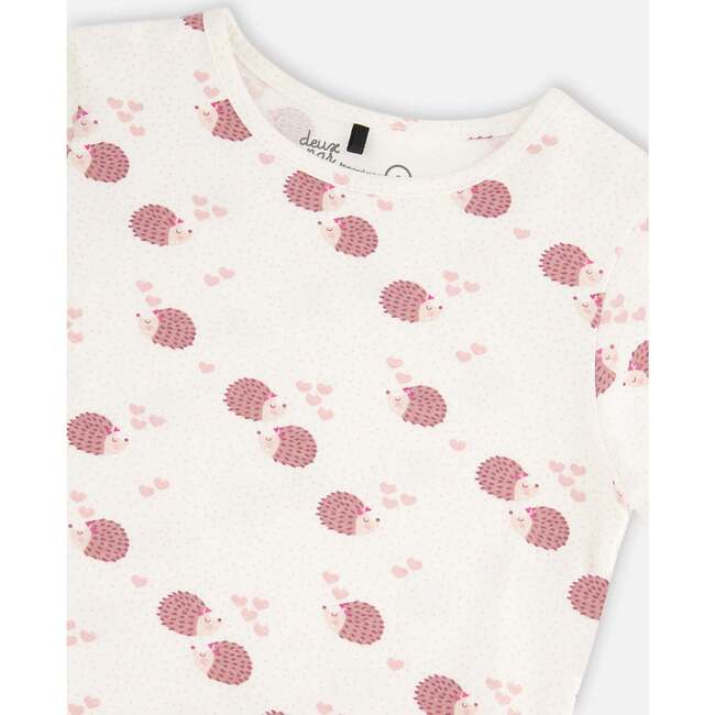 Hedgehog Print Long Sleeve T-Shirt, Off-White - T-Shirts - 3