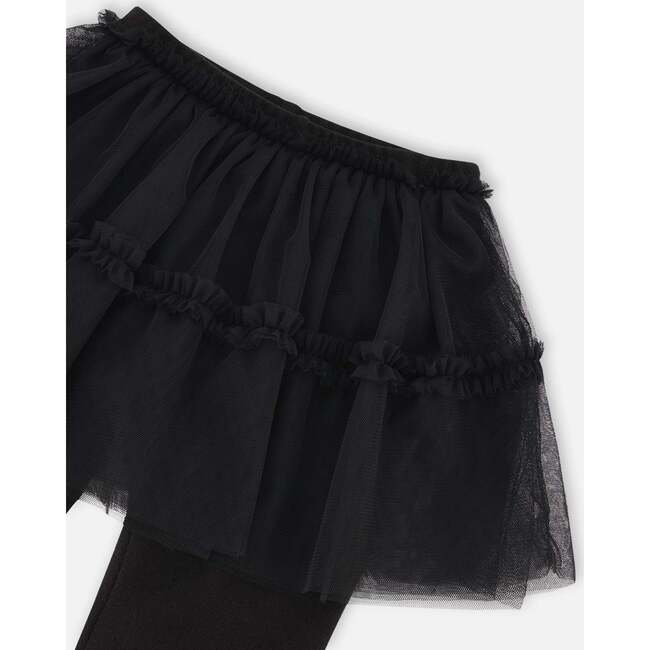 Leggings With Tulle Skirt, Black - Leggings - 4