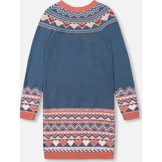 Icelandic Knit Dress, Teal Blue - Dresses - 4