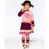 Hedgehog Intarsia Color-Block Knit Sweater Dress, Powder Pink - Dresses - 3