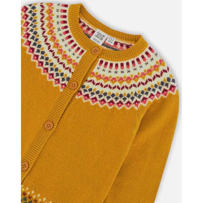 Icelandic Knit Cardigan, Yellow Ochre - Cardigans - 5