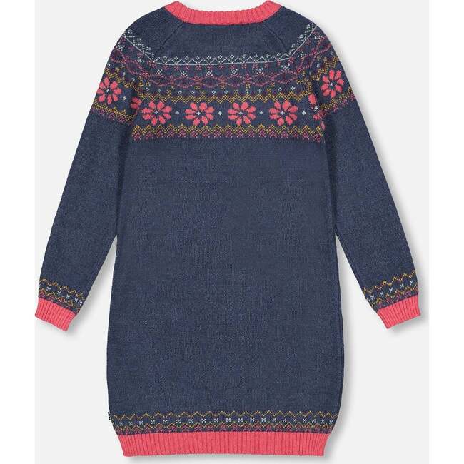 Icelandic Knit Denim Dress, Blue - Dresses - 4