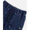 French Terry Denim Jogger Pants, Dark Blue - Jeans - 4