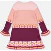 Hedgehog Intarsia Color-Block Knit Sweater Dress, Powder Pink - Dresses - 4