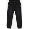 French Terry Denim Jogger Pants, Black - Jeans - 4