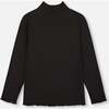 Super Soft Brushed Rib Mock Neck Top, Black - T-Shirts - 3