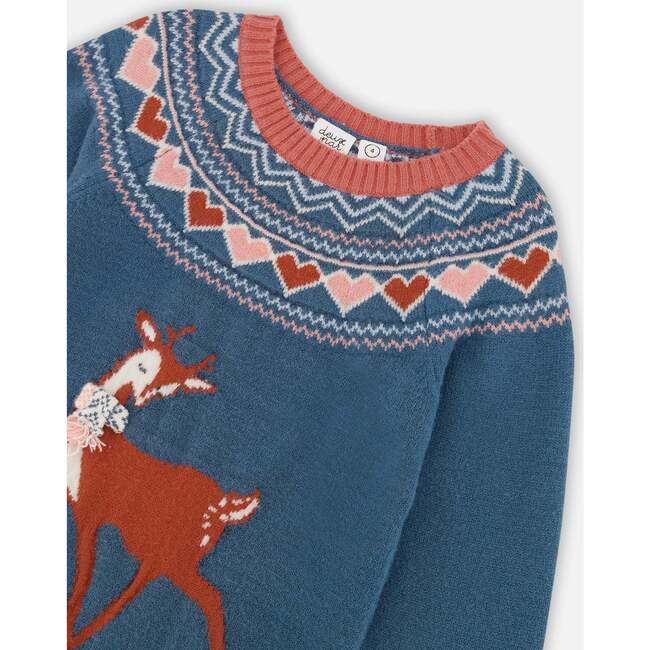 Icelandic Knit Dress, Teal Blue - Dresses - 5