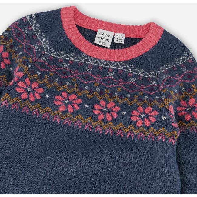 Icelandic Knit Denim Dress, Blue - Dresses - 5