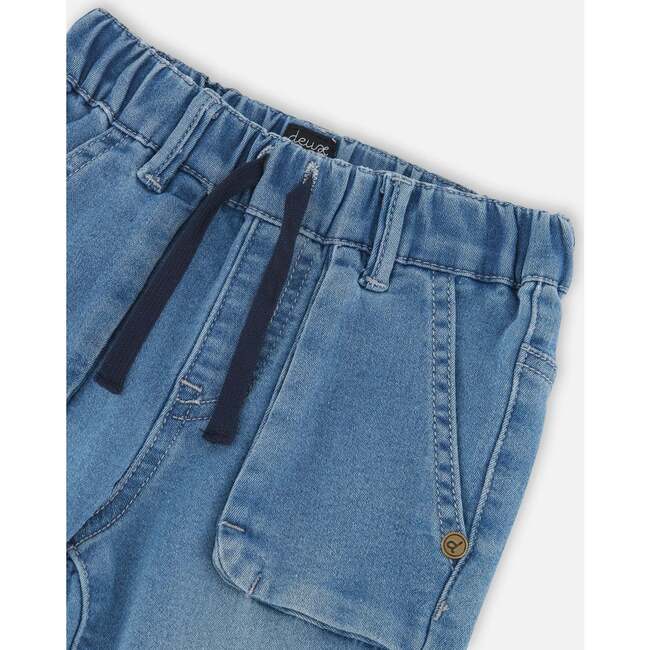 French Terry Denim Jogger Pants, Light Blue - Jeans - 5