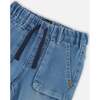 French Terry Denim Jogger Pants, Light Blue - Jeans - 5