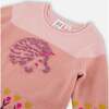 Hedgehog Intarsia Color-Block Knit Sweater Dress, Powder Pink - Dresses - 5
