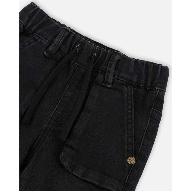 French Terry Denim Jogger Pants, Black - Jeans - 5