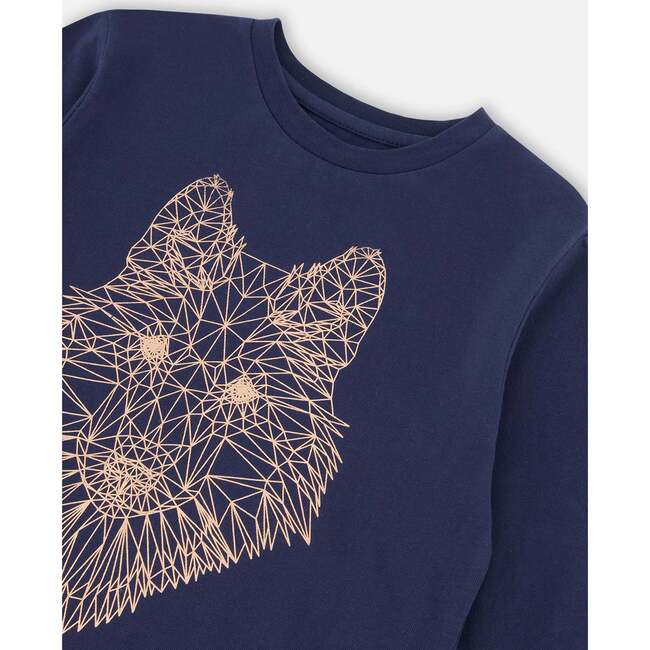Foil Print Jersey T-Shirt, Dark Navy - T-Shirts - 4