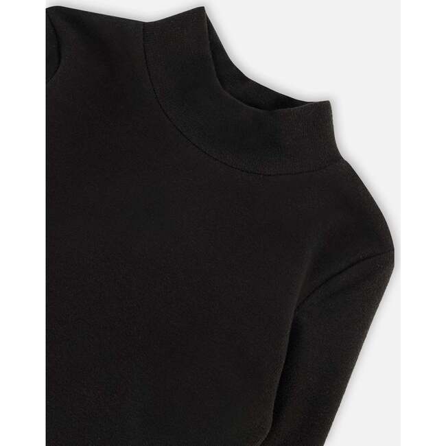 Super Soft Brushed Rib Mock Neck Top, Black - T-Shirts - 4