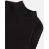 Super Soft Brushed Rib Mock Neck Top, Black - T-Shirts - 4