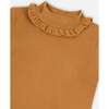 Super Soft Brushed Rib Mock Neck Frilled Top, Golden Yellow - T-Shirts - 4