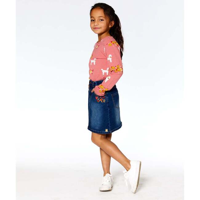 Poodle Print Long Sleeve T-Shirt, Pink - T-Shirts - 2