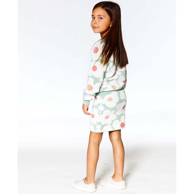 Retro Flowers Print Jacquard Knit Skirt, Sage Green - Skirts - 3