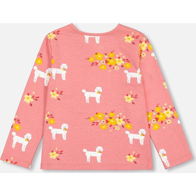 Poodle Print Long Sleeve T-Shirt, Pink - T-Shirts - 3
