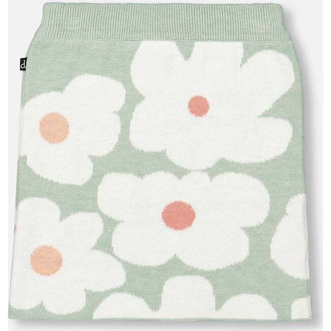 Retro Flowers Print Jacquard Knit Skirt, Sage Green - Skirts - 4