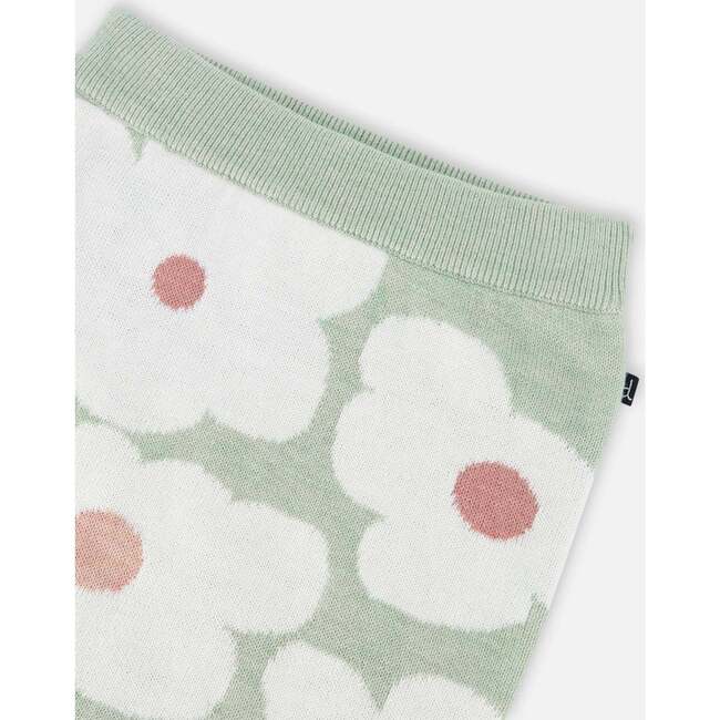Retro Flowers Print Jacquard Knit Skirt, Sage Green - Skirts - 5