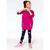 Flowery Unicorn Print Brushed Jersey Leggings, Navy - Leggings - 2