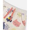 Flowery Cats Print Sweatpants, Oatmeal - Sweatpants - 3