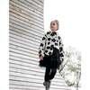 Floral Print Faux Fur Jacket, Off-White & Black - Jackets - 2