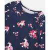 Flowery Unicorn Print Long Sleeve Jersey Tunic, Navy - Tunics - 5
